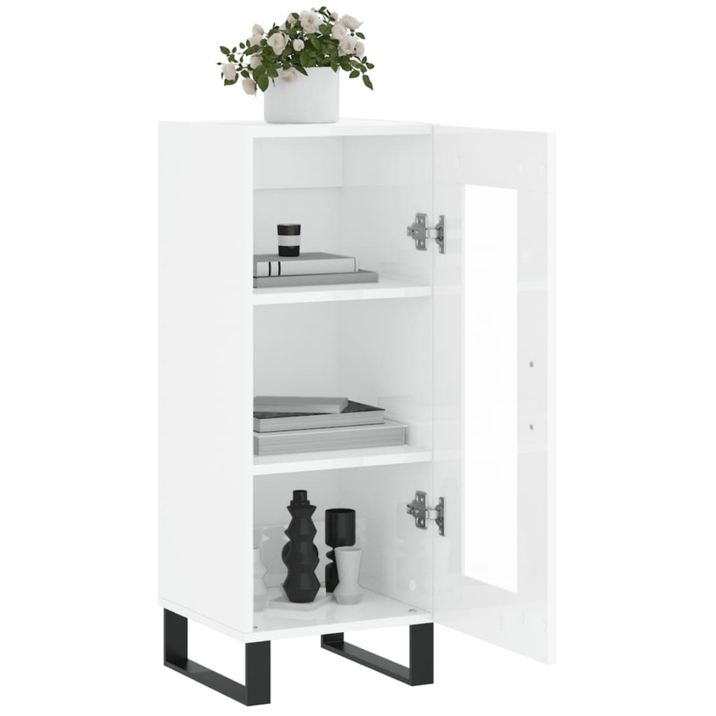 Sideboard Hochglanz-Weiß 34,5x34x90 cm Holzwerkstoff - Pazzar.ch