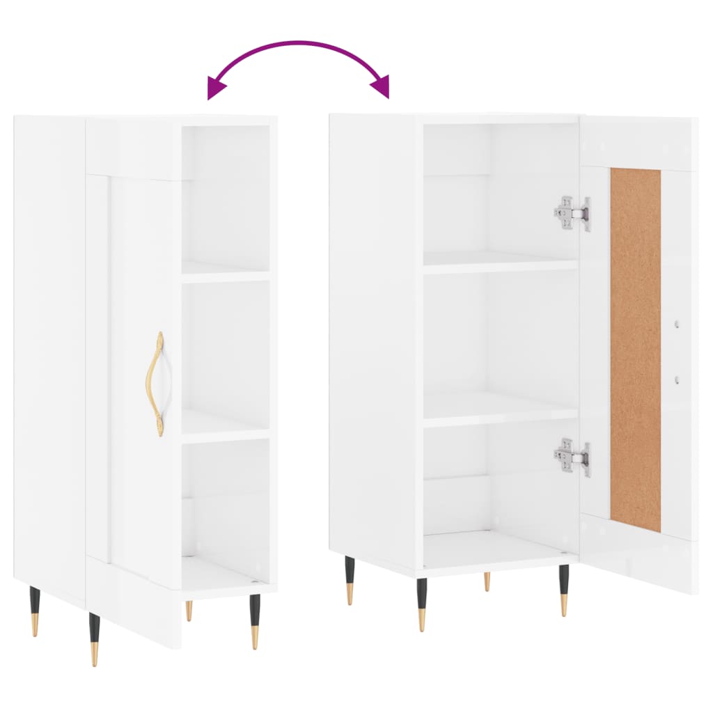 Sideboard Hochglanz-Weiß 34,5x34x90 cm Holzwerkstoff - Pazzar.ch