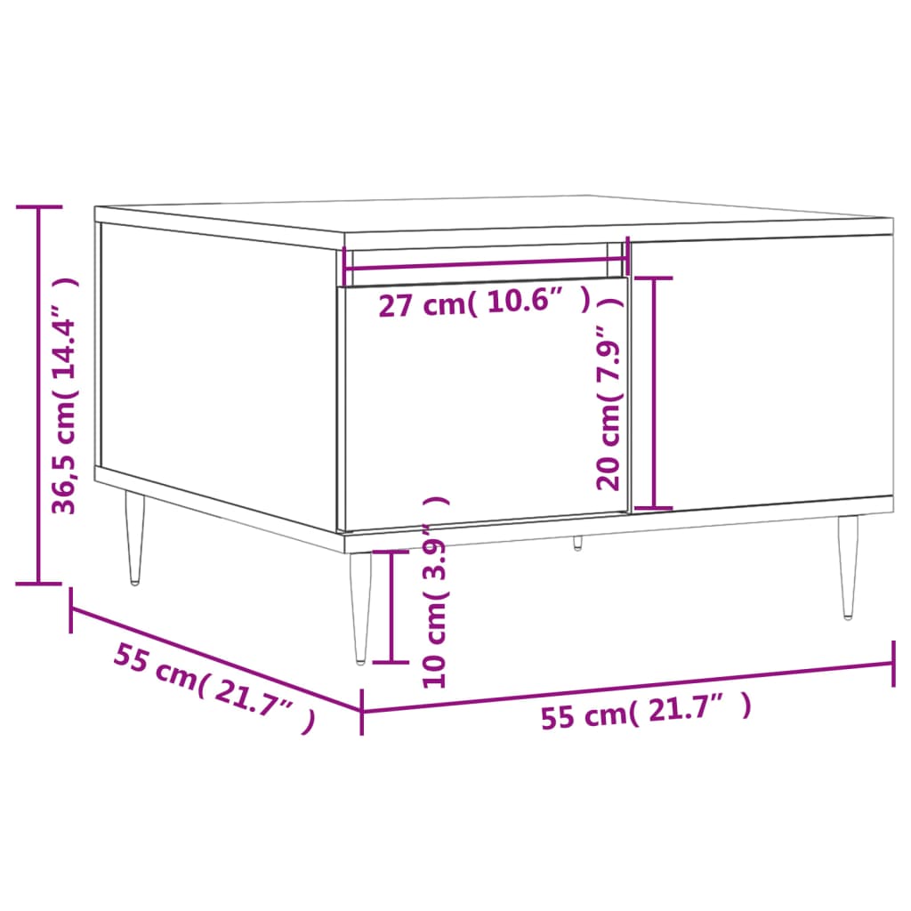 Couchtisch Weiß 55x55x36,5 cm Holzwerkstoff - Pazzar.ch
