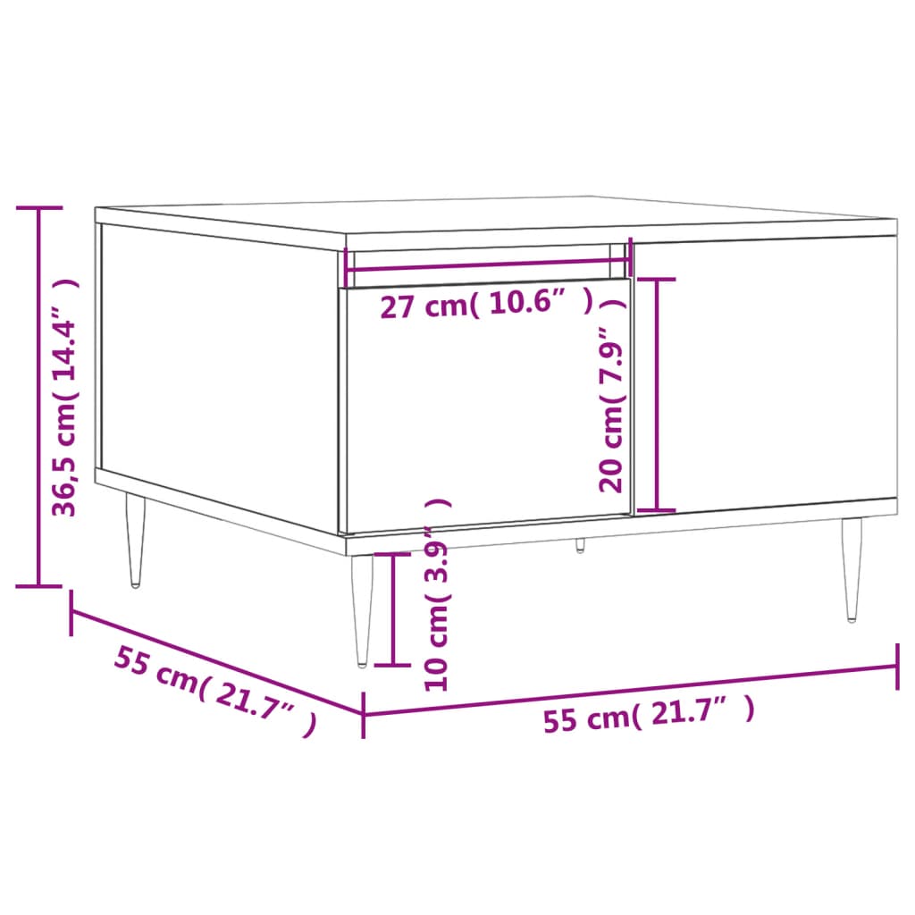 Couchtisch Hochglanz-Weiß 55x55x36,5 cm Holzwerkstoff - Pazzar.ch