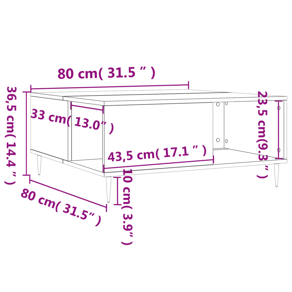 Couchtisch Betongrau 80x80x36,5 cm Holzwerkstoff - Pazzar.ch