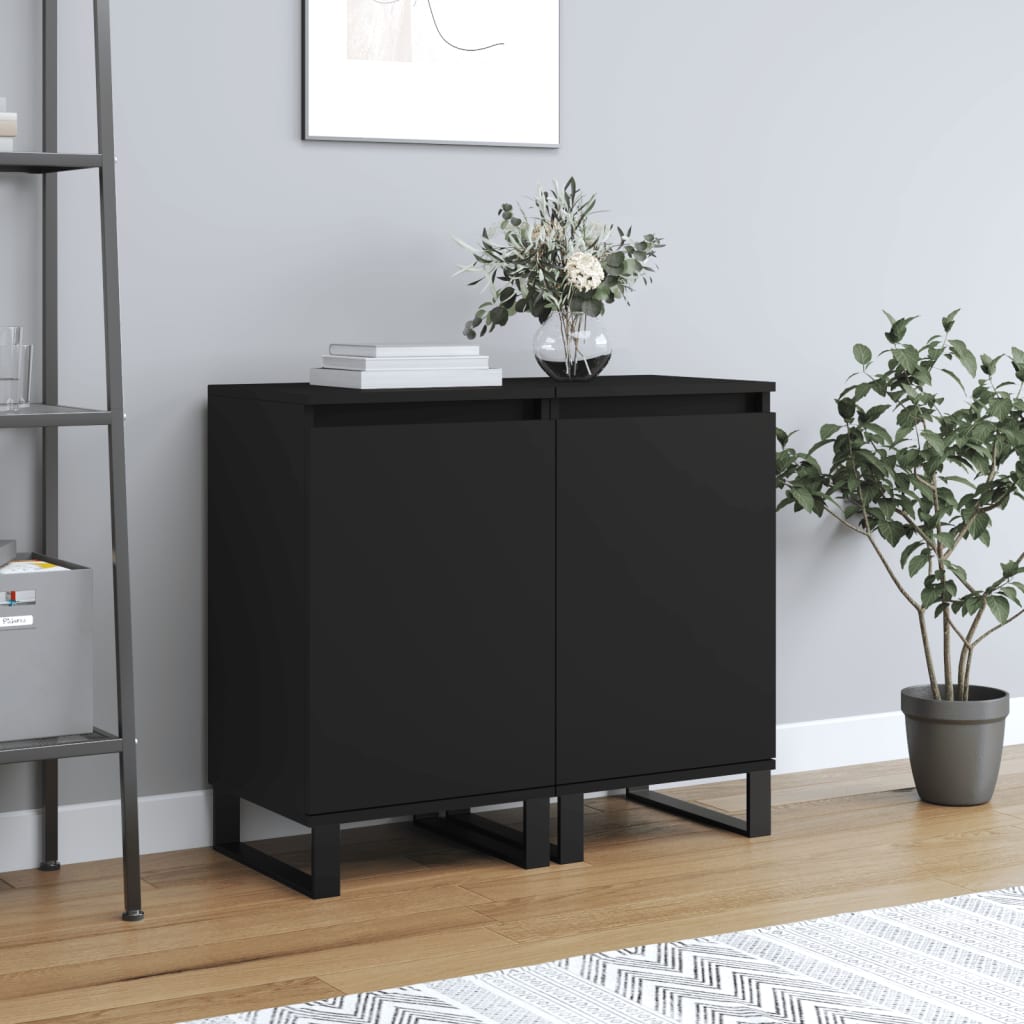 Sideboards 2 Stk. Schwarz 40x35x70 cm Holzwerkstoff - Pazzar.ch