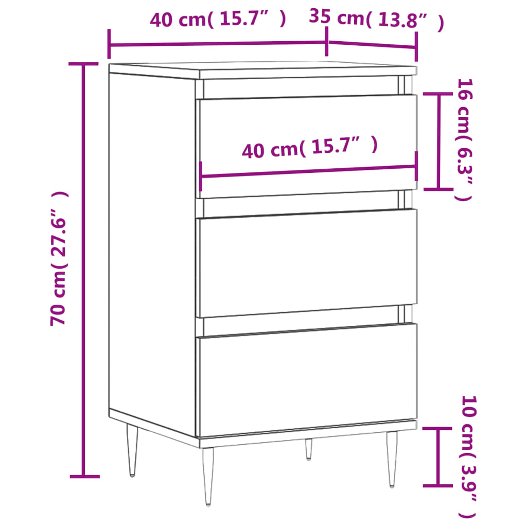 Sideboard Betongrau 40x35x70 cm Holzwerkstoff - Pazzar.ch