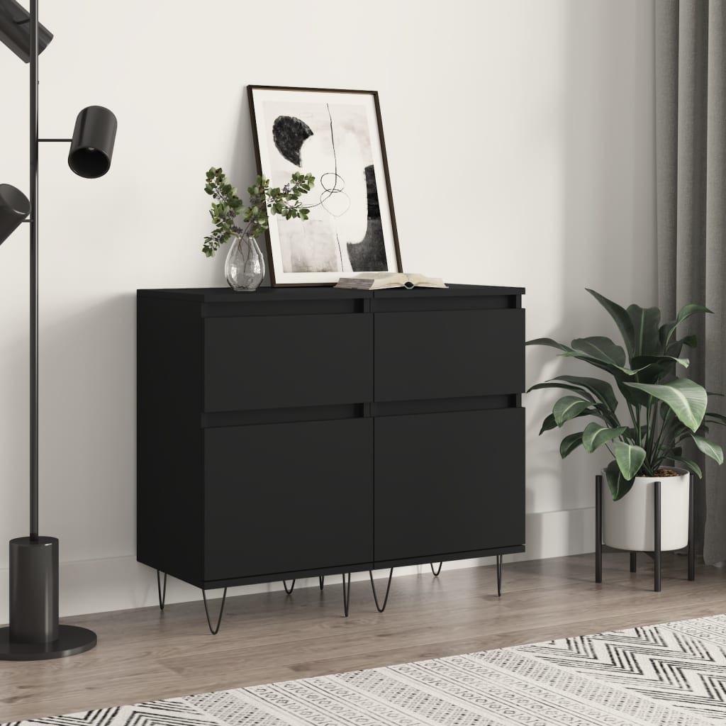 Sideboards 2 Stk. Schwarz 40x35x70 cm Holzwerkstoff - Pazzar.ch