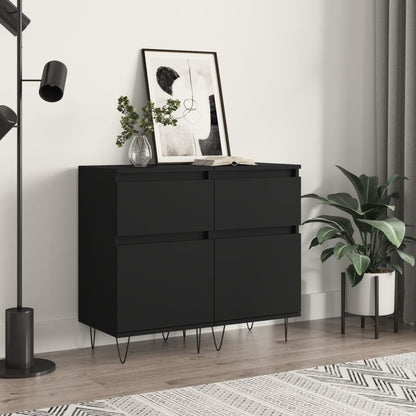 Sideboards 2 Stk. Schwarz 40x35x70 cm Holzwerkstoff - Pazzar.ch