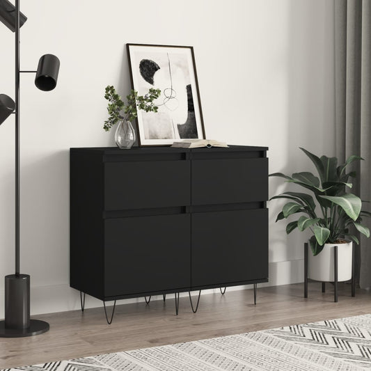 Sideboards 2 Stk. Schwarz 40x35x70 cm Holzwerkstoff - Pazzar.ch