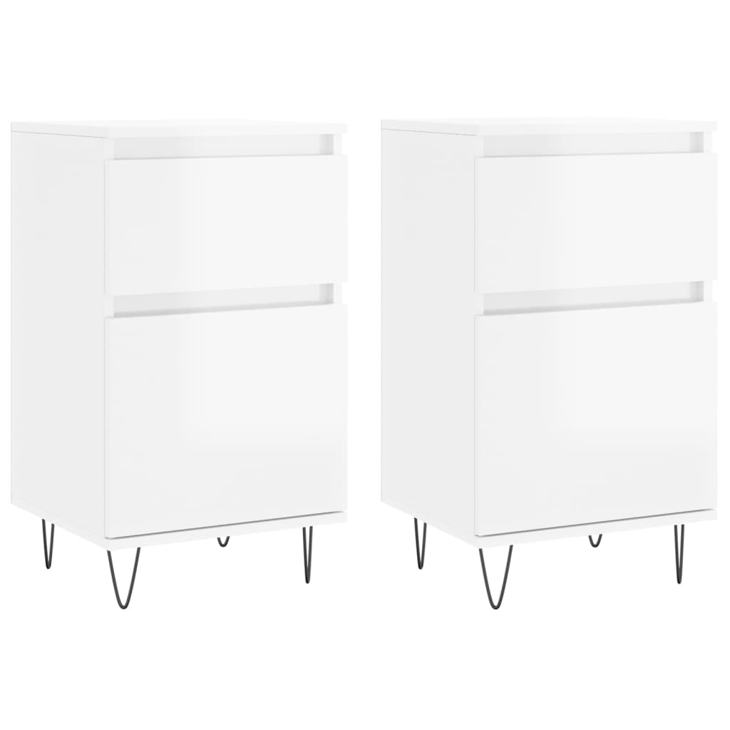 Sideboards 2 Stk. Hochglanz-Weiß 40x35x70 cm Holzwerkstoff - Pazzar.ch