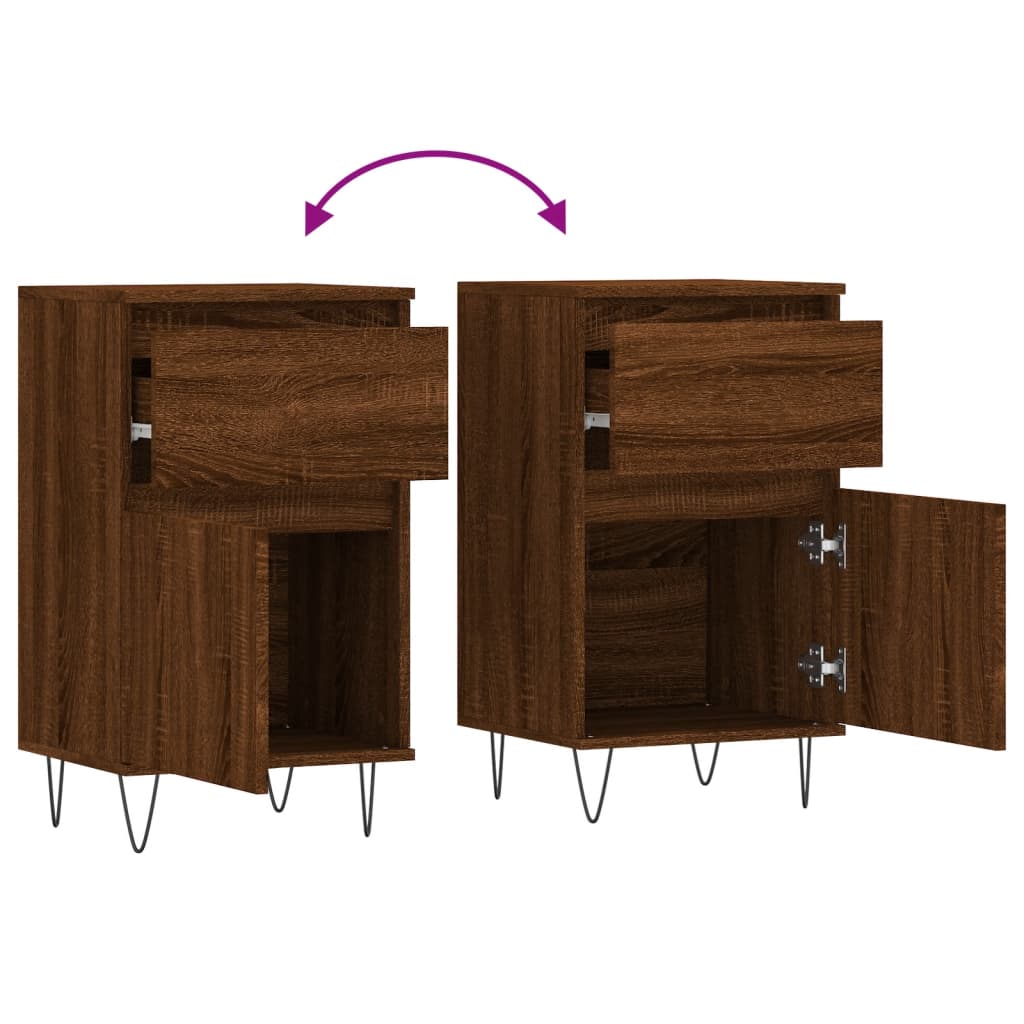 Sideboards 2 Stk. Braun Eichen-Optik 40x35x70 cm Holzwerkstoff - Pazzar.ch