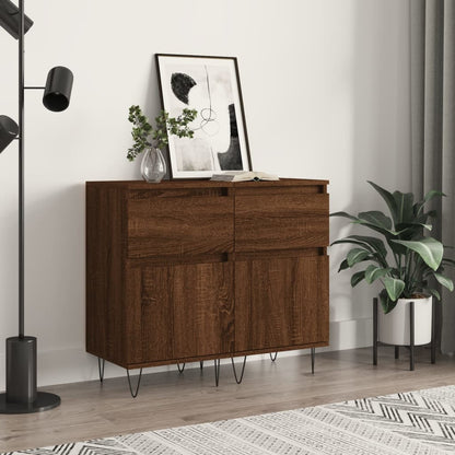 Sideboards 2 Stk. Braun Eichen-Optik 40x35x70 cm Holzwerkstoff - Pazzar.ch