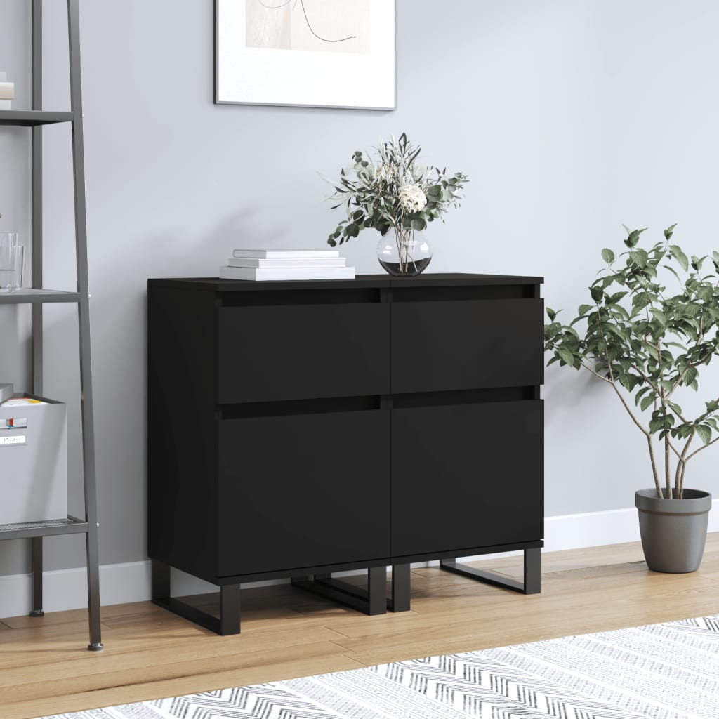 Sideboards 2 Stk. Schwarz 40x35x70 cm Holzwerkstoff - Pazzar.ch