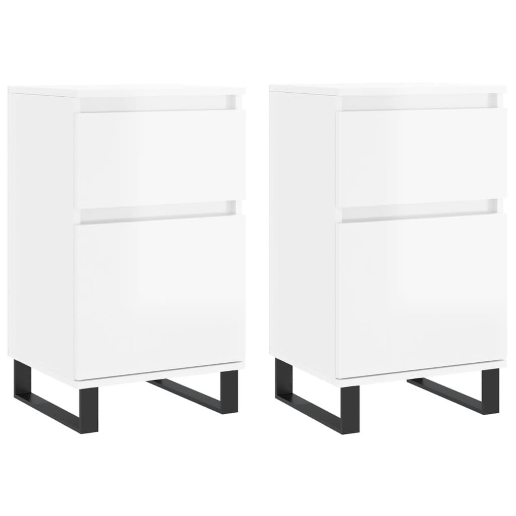Sideboards 2 Stk. Hochglanz-Weiß 40x35x70 cm Holzwerkstoff - Pazzar.ch