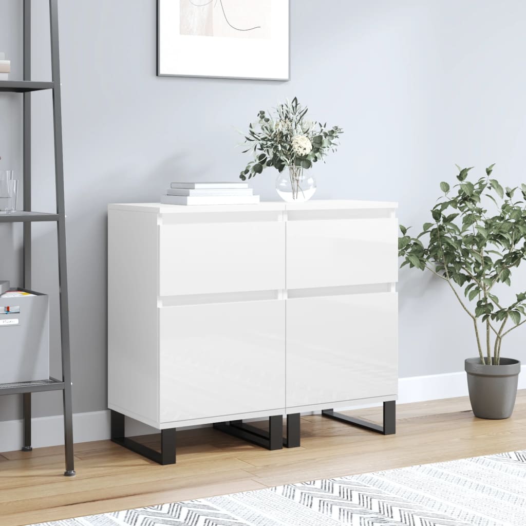 Sideboards 2 Stk. Hochglanz-Weiß 40x35x70 cm Holzwerkstoff - Pazzar.ch