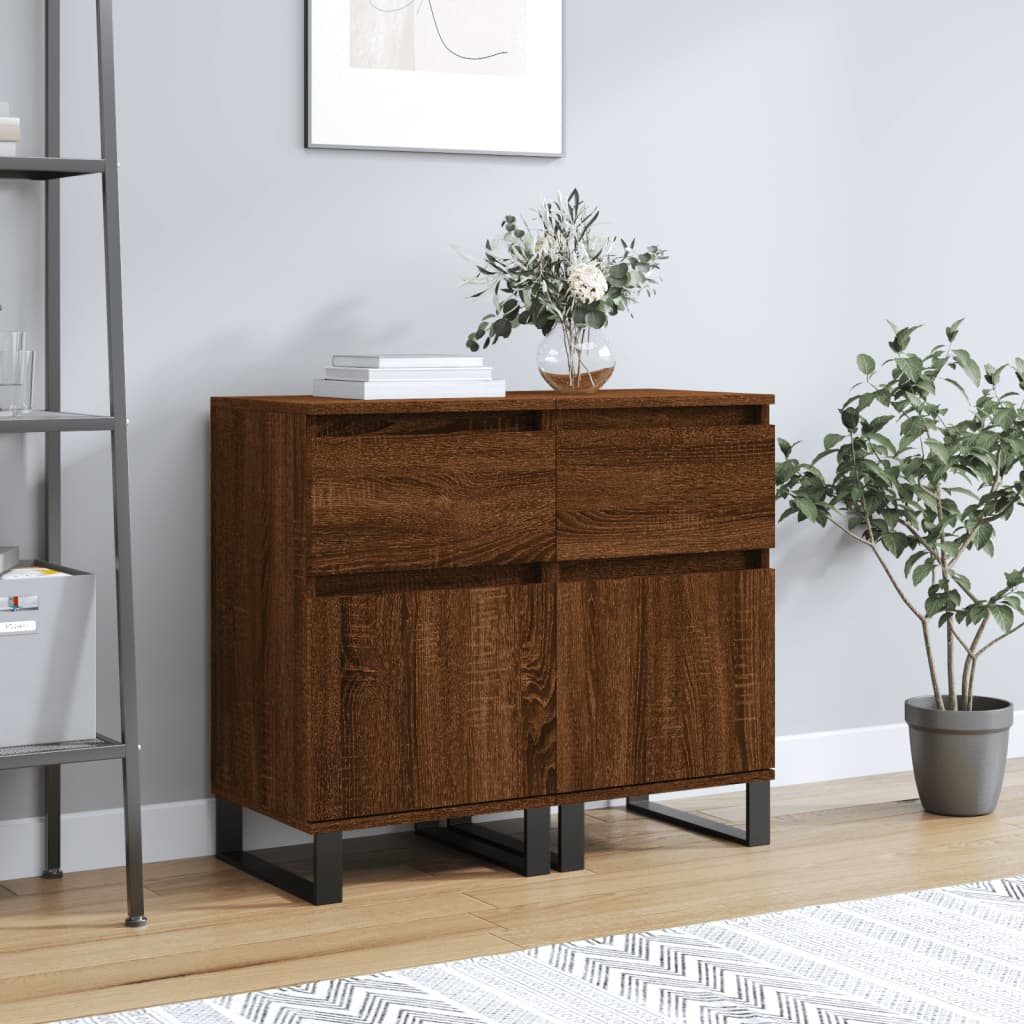 Sideboards 2 Stk. Braun Eichen-Optik 40x35x70 cm Holzwerkstoff - Pazzar.ch