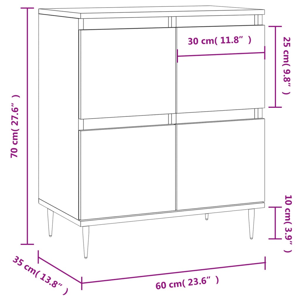 Sideboard Betongrau 60x35x70 cm Holzwerkstoff - Pazzar.ch