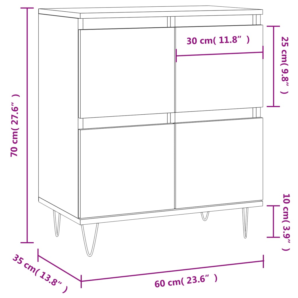 Sideboard Betongrau 60x35x70 cm Holzwerkstoff - Pazzar.ch