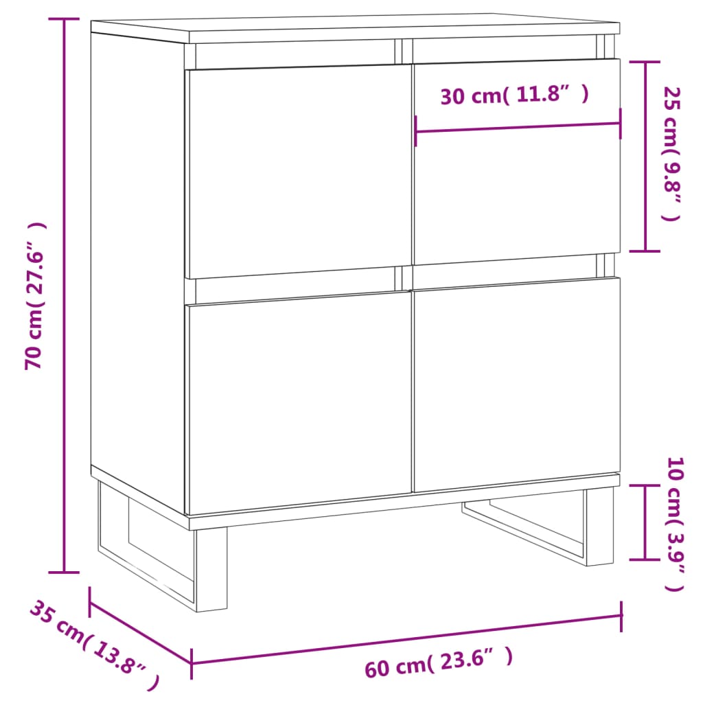 Sideboard Räuchereiche 60x35x70 cm Holzwerkstoff - Pazzar.ch