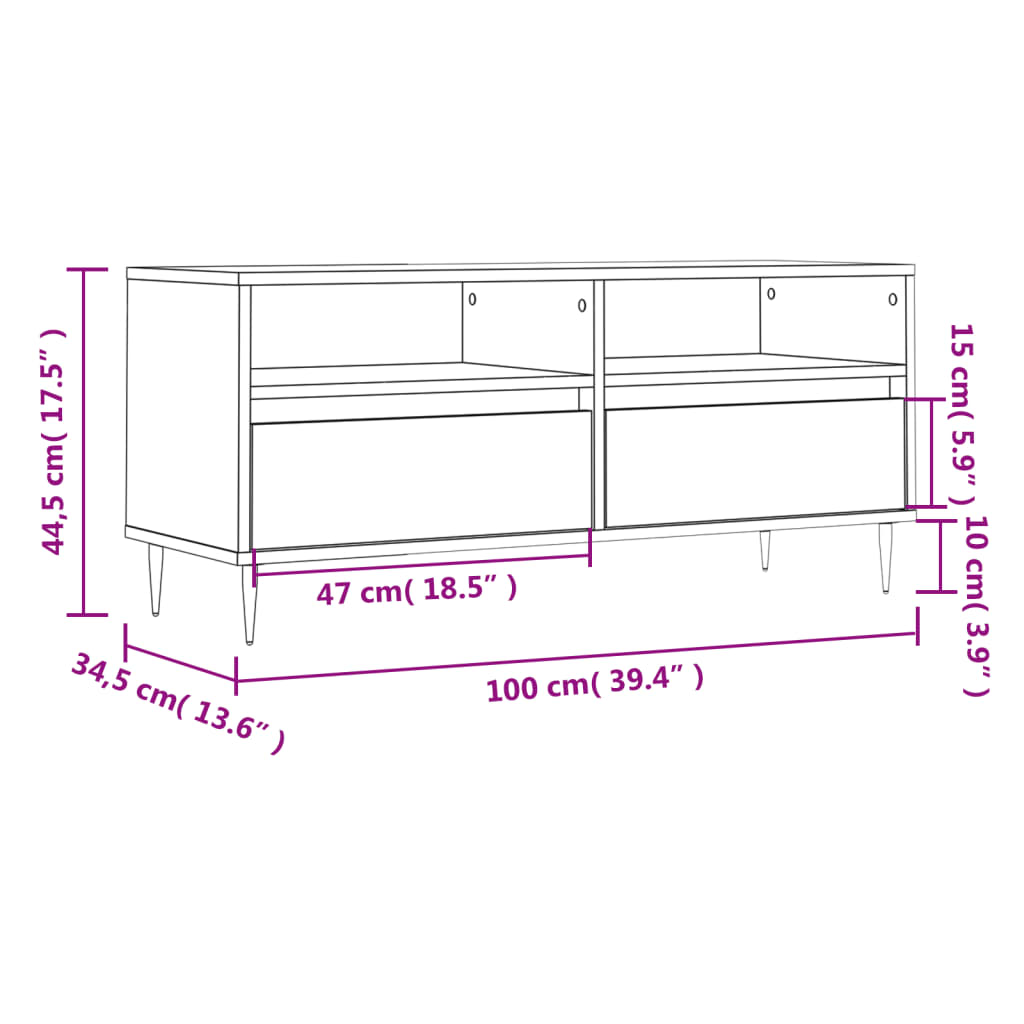 TV-Schrank Weiß 100x34,5x44,5 cm Holzwerkstoff - Pazzar.ch