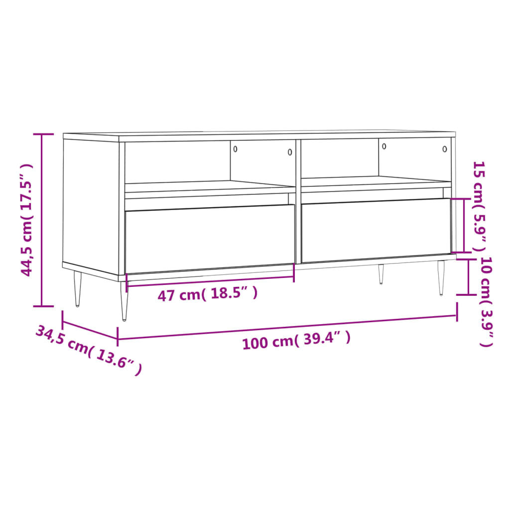 TV-Schrank Betongrau 100x34,5x44,5 cm Holzwerkstoff - Pazzar.ch