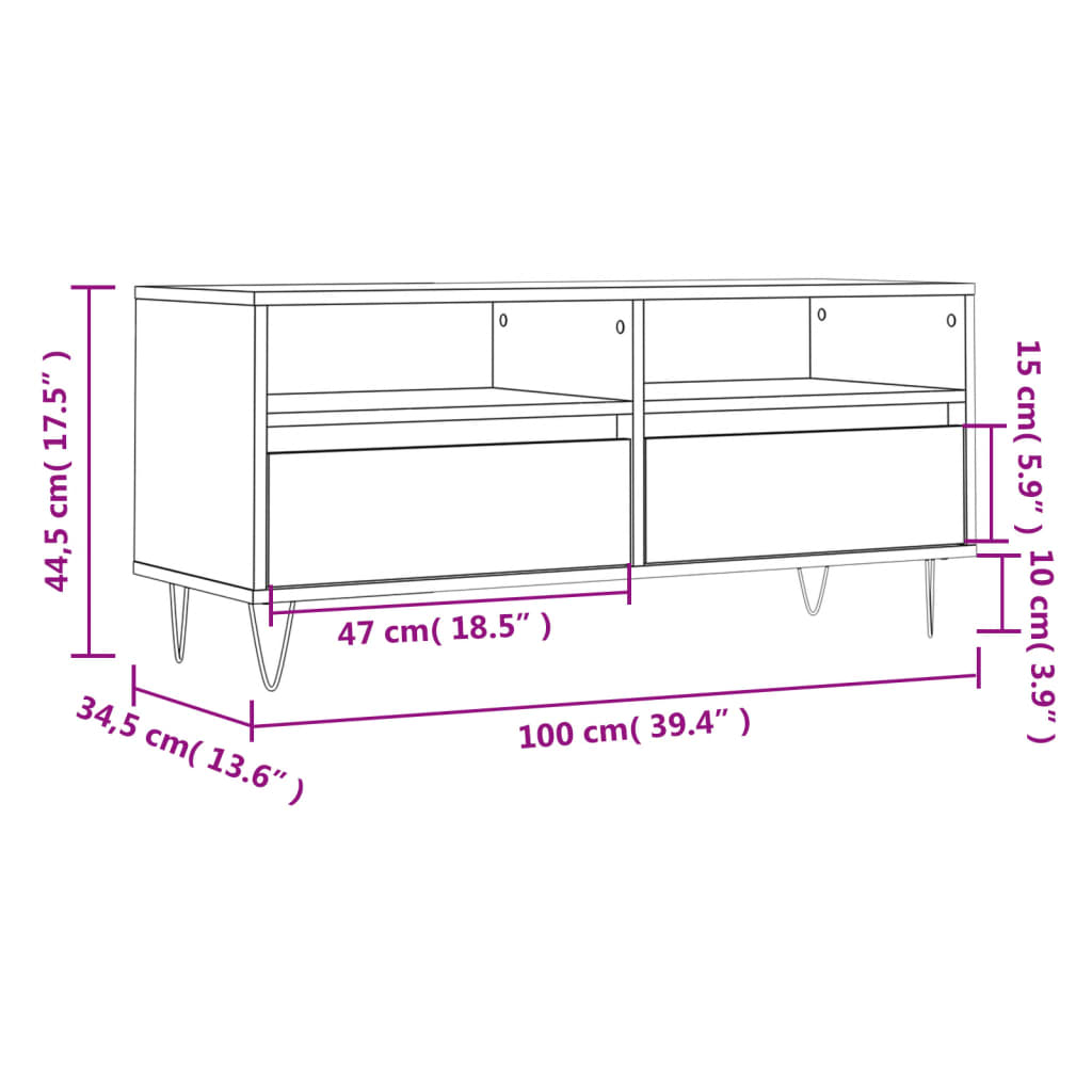 TV-Schrank Hochglanz-Weiß 100x34,5x44,5 cm Holzwerkstoff - Pazzar.ch
