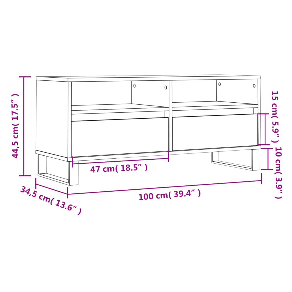 TV-Schrank Hochglanz-Weiß 100x34,5x44,5 cm Holzwerkstoff - Pazzar.ch