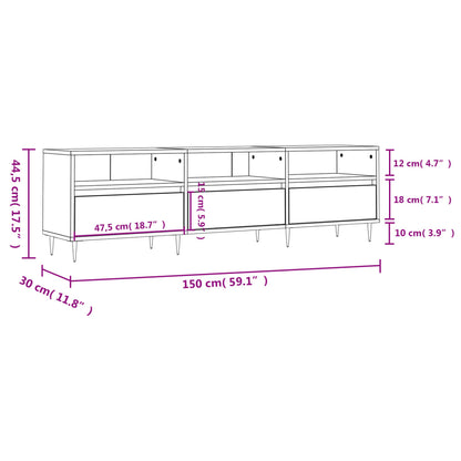 TV-Schrank Grau Sonoma 150x30x44,5 cm Holzwerkstoff - Pazzar.ch