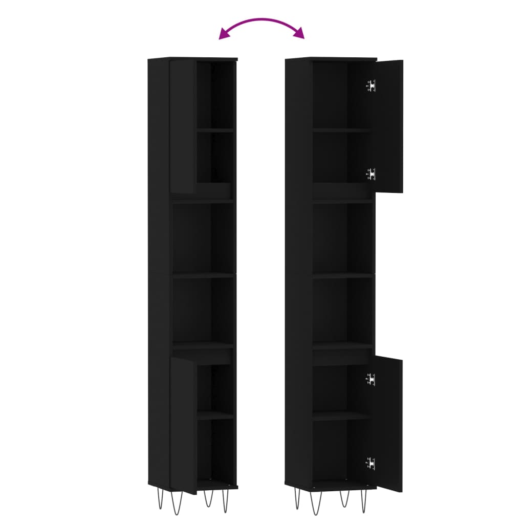 Badschrank Schwarz 30x30x190 cm Holzwerkstoff - Pazzar.ch