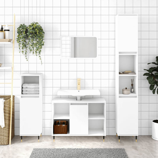 Badschrank Weiß 30x30x100 cm Holzwerkstoff - Pazzar.ch