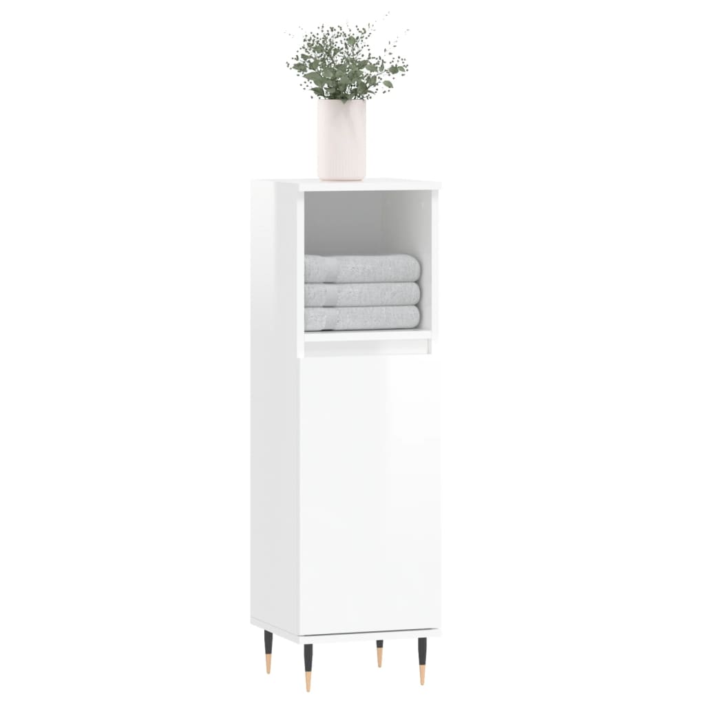 Badschrank Hochglanz-Weiß 30x30x100 cm Holzwerkstoff - Pazzar.ch