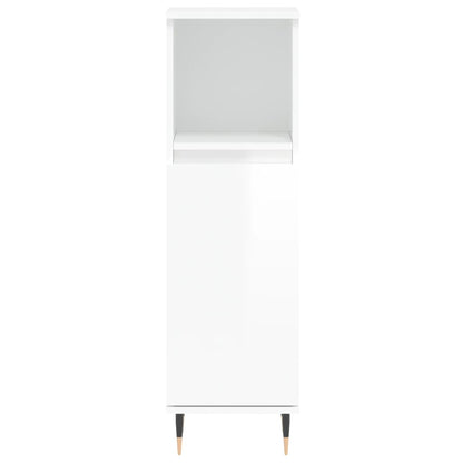 Badschrank Hochglanz-Weiß 30x30x100 cm Holzwerkstoff - Pazzar.ch