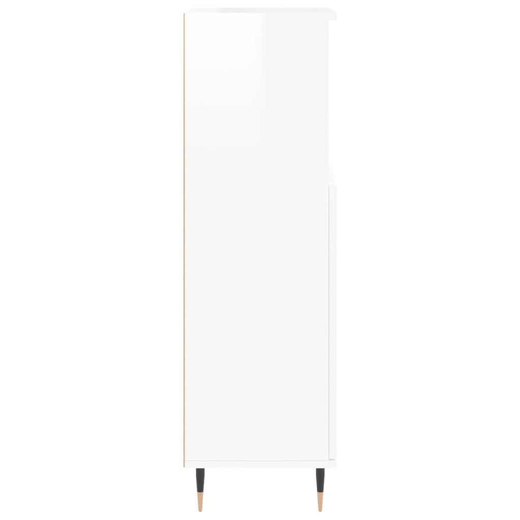 Badschrank Hochglanz-Weiß 30x30x100 cm Holzwerkstoff