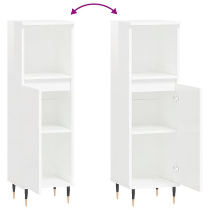 Badschrank Hochglanz-Weiß 30x30x100 cm Holzwerkstoff - Pazzar.ch