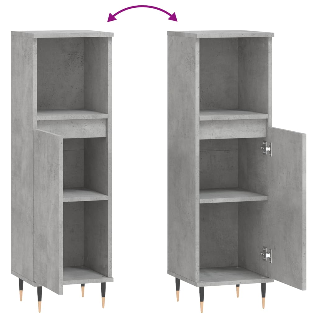 Badschrank Betongrau 30x30x100 cm Holzwerkstoff - Pazzar.ch