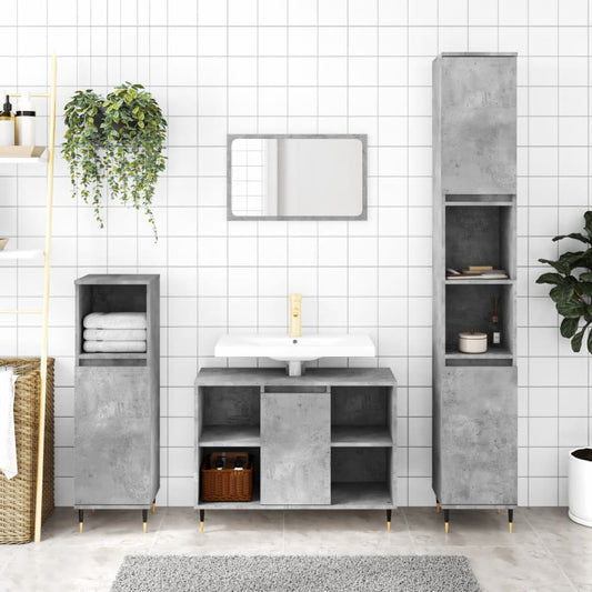 Badschrank Betongrau 30x30x100 cm Holzwerkstoff - Pazzar.ch