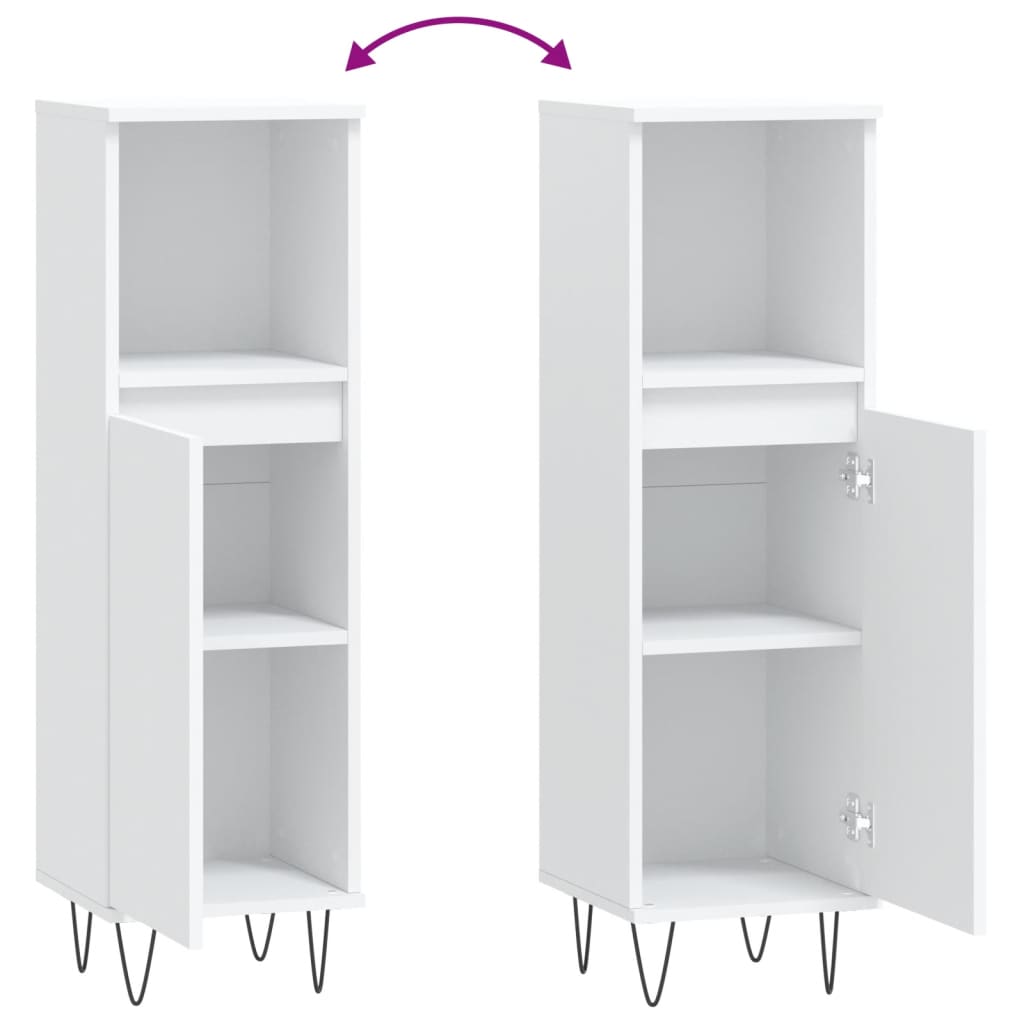 Badschrank Weiß 30x30x100 cm Holzwerkstoff - Pazzar.ch