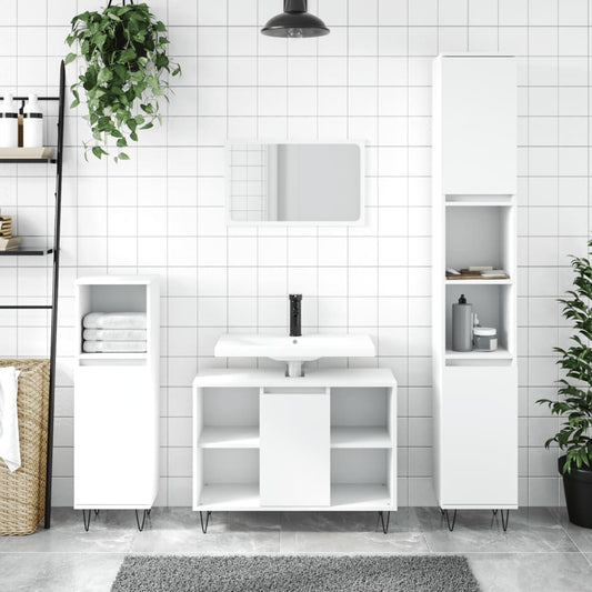 Badschrank Weiß 30x30x100 cm Holzwerkstoff - Pazzar.ch