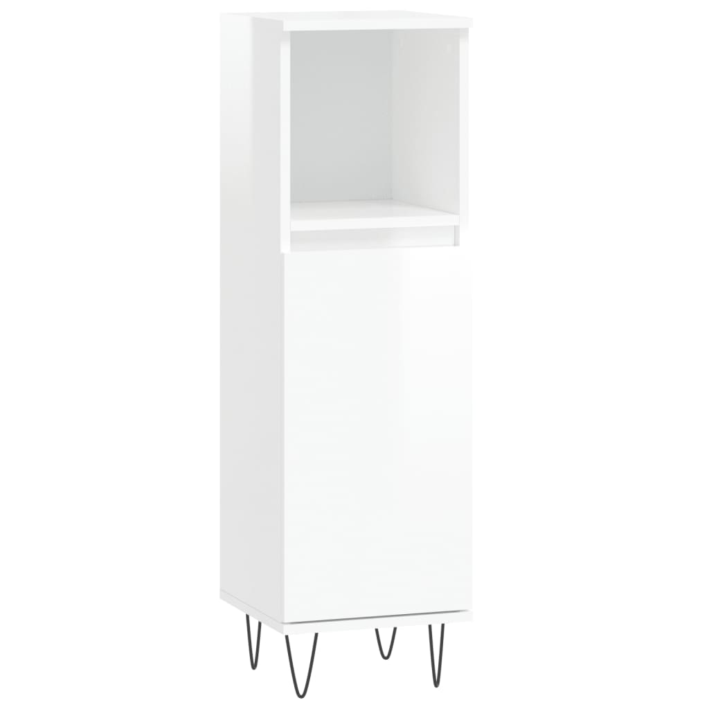 Badschrank Hochglanz-Weiß 30x30x100 cm Holzwerkstoff - Pazzar.ch
