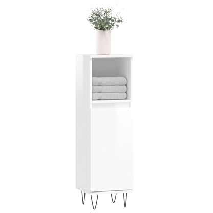 Badschrank Hochglanz-Weiß 30x30x100 cm Holzwerkstoff - Pazzar.ch