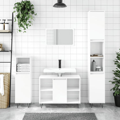 Badschrank Hochglanz-Weiß 30x30x100 cm Holzwerkstoff - Pazzar.ch