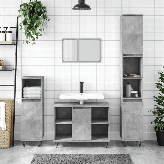 Badschrank Betongrau 30x30x100 cm Holzwerkstoff - Pazzar.ch