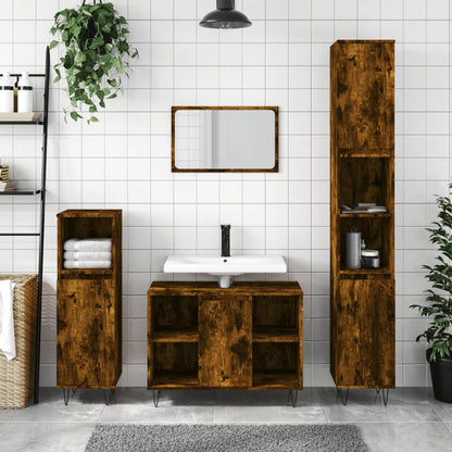 Badschrank Räuchereiche 30x30x100 cm Holzwerkstoff - Pazzar.ch