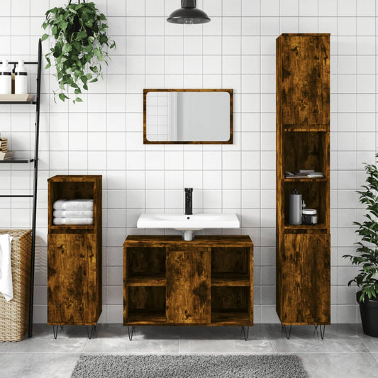 Badschrank Räuchereiche 30x30x100 cm Holzwerkstoff - Pazzar.ch