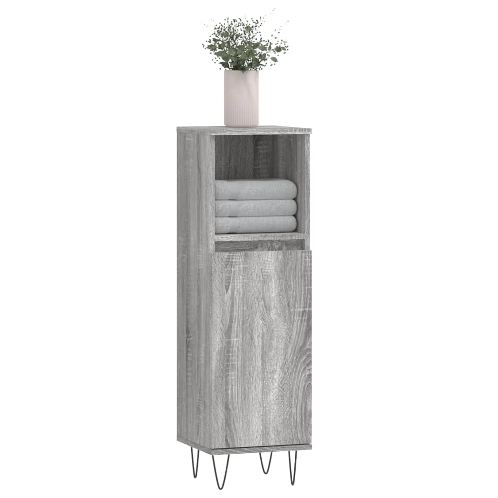 Badschrank Grau Sonoma 30x30x100 cm Holzwerkstoff - Pazzar.ch