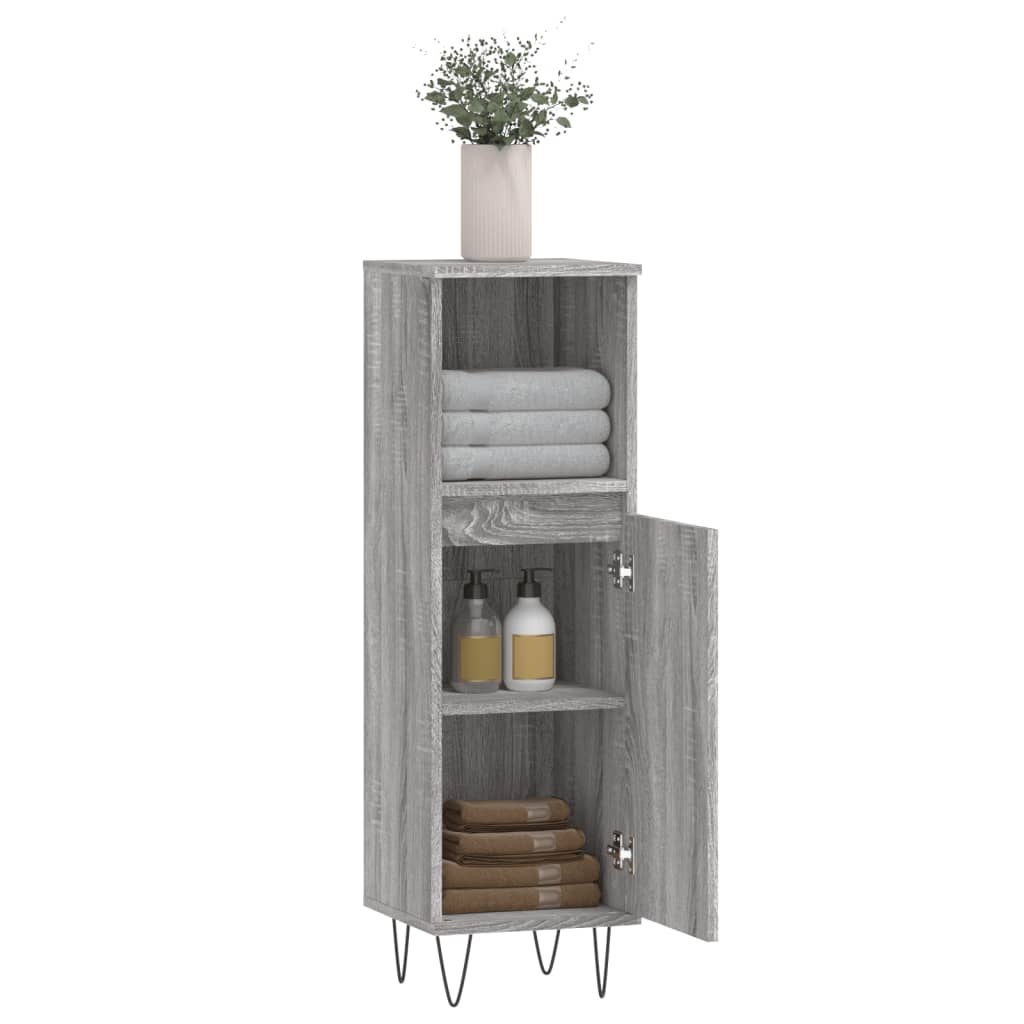 Badschrank Grau Sonoma 30x30x100 cm Holzwerkstoff - Pazzar.ch