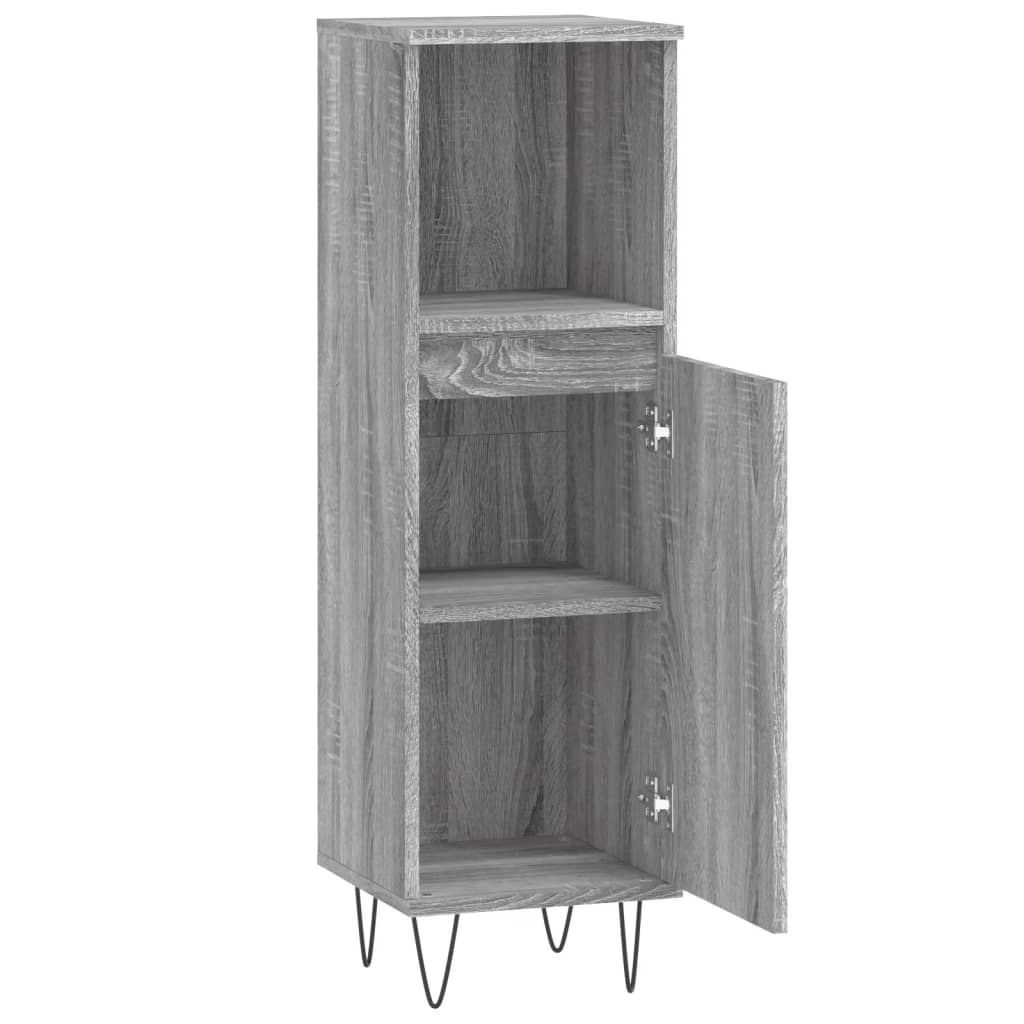 Badschrank Grau Sonoma 30x30x100 cm Holzwerkstoff - Pazzar.ch