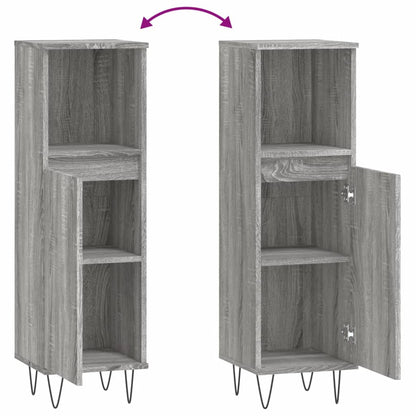 Badschrank Grau Sonoma 30x30x100 cm Holzwerkstoff - Pazzar.ch