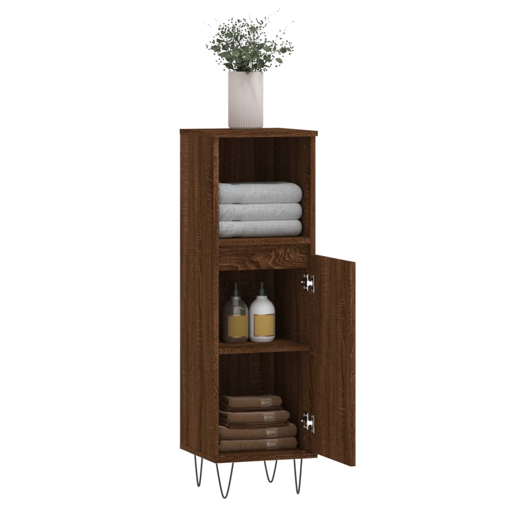 Badschrank Braun Eichen-Optik 30x30x100 cm Holzwerkstoff - Pazzar.ch