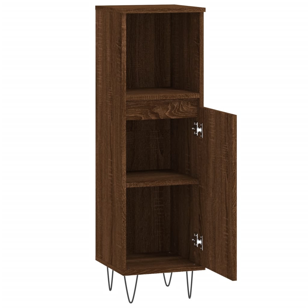 Badschrank Braun Eichen-Optik 30x30x100 cm Holzwerkstoff - Pazzar.ch
