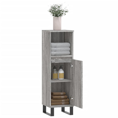 Badschrank Grau Sonoma 30x30x100 cm Holzwerkstoff - Pazzar.ch