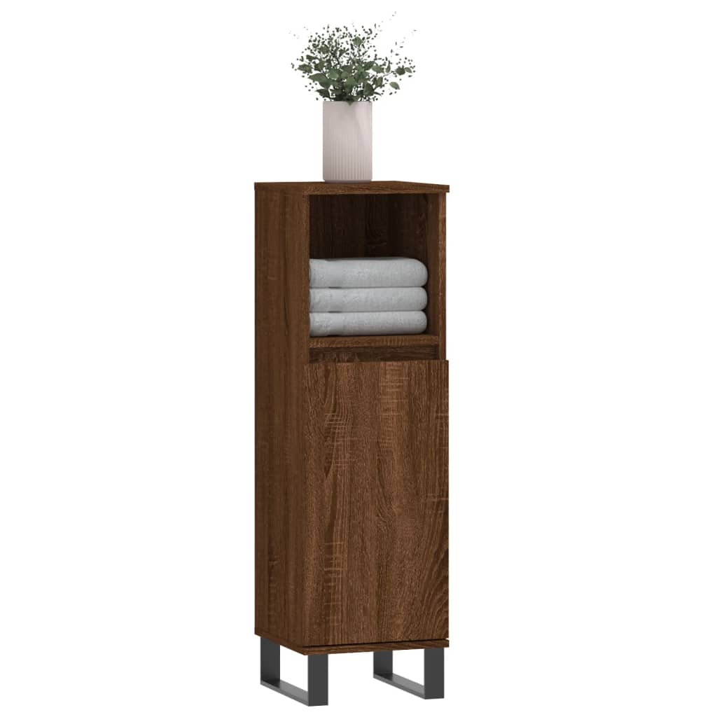 Badschrank Braun Eichen-Optik 30x30x100 cm Holzwerkstoff - Pazzar.ch