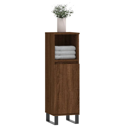 Badschrank Braun Eichen-Optik 30x30x100 cm Holzwerkstoff - Pazzar.ch